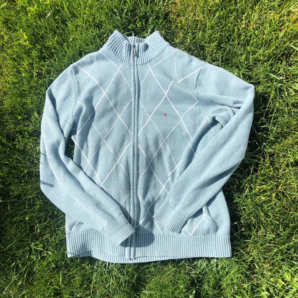 Tommy Hilfiger vintage argyle zip-up sweater